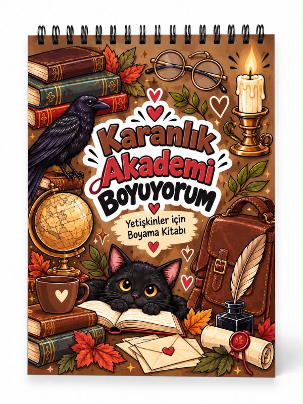 Mandala Boyama Kitabı - Yetişkinler İçin Boyama Sayfaları - Karanlık Akademi Boyama Kitabı